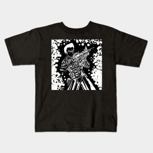 the dark soldier in black operatives in military action Kids T-Shirt